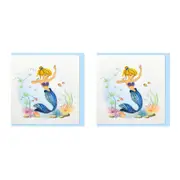 2x Boyle Handmade Paper Quilled 15x15cm Celebration/Gift Greeting Card Mermaid