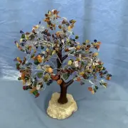 Tree of life decor sculpture with jade…quartz….lapis…and other stone leaves