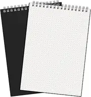 Engrowtic Dot Grid Notebook 8.3''x 5.8'' Top Spiral Notebook A5 Size Bullet Dotted Paper Hardcover Dot Journal 140 Pages Spiral Notepads for Sketching Drawing Writing School Office(Black,2 Pcs)