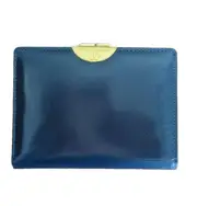 Valentino Garavani Wallet Leather Navy with Box Gold hardware logo Present JAPAN