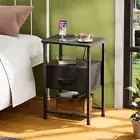 Nightstand with Charging Station and Drawer, End Table Bedside Table 1 Black