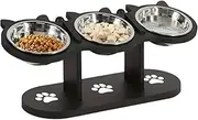 Dog Bowls with Stand - Dog Elevated Food Bowl Dish - Non-Slip Tilted Water Feeder with 3 Stainless Steel Dishes, Adjustable Height Food Container for Cats Puppy