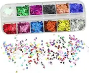 NULYLU Makeup Sequins Butterfly Set 2 Boxes Glitter Nail Stickers Eye Makeup Glitter Nail Art Nighttime Beauty