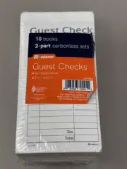 Adams Guest Check Receipts 2-Part Carbonless 10 Books 500 Checks Total - NEW