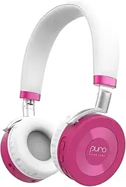 Puro Sound Labs JuniorJam Plus Volume Limiting Headphones for Kids, Safer Audio to Protect Hearing- Adjustable Bluetooth Headphones for Tablets, Smartphones, PCs- 22-Hour Battery Life- Pink