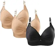 [BTDECLAR] Full Coverage Bras for Women Plus Size, 3 Pack Wireless Push Up Bra, Lift & Support, Soft Cup Comfort Everyday Bras