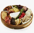 Twine Rotating Wood Serving Round Charcuterie Lazy Susan Wooden Cheese Board Set