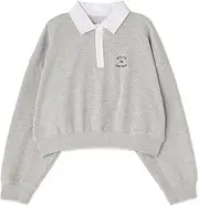[N. Natural Beauty Basic] NNatural Beauty Basic Women's Sweatshirt, Collared Sweatshirt, Gray, Gray, M