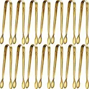 14 Pack Stainless Steel Mini Tongs for Tea Party Coffee Bar Catering – Small Buffet Tongs with Gold Finish for Sugar and Food Serving Utensils
