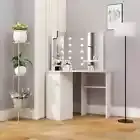 vidaXL Corner Dressing Table Make-up Table with LED Light White HEE