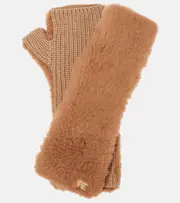 [Max Mara] Max Mara Manny fingerless teddy gloves One Size brown