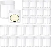 TUZAZO 24 Pack Empty Plastic Slime Containers with Lids and Labels - 12pcs 8 OZ and 12pcs 4 OZ Small Plastic Jars for Lotion, Cream, Ointments, Makeup, Glitters, Samples, Travel Storage