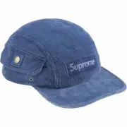 Supreme Camp Cap Corduroy Blue Hat Snap Pocket Flap NEW FREE GROUND SHIPPING!!
