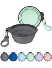 Collapsible Dog Bowls with Bottle Small (Pack of 2) 10. Gray & Sprout Green