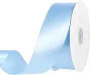 Blue Ribbon 1 1/2 Inch 60 Yards Light Baby Blue Satin Ribbon for Baby Bridal Shower Beach Wedding Bows Crafts Flower Bouquet Gift Wrapping Wreath Sash Pool Party