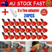 24Pcs Automatic Cups Water Feeder Drinker Chicken Waterer Poultry Chook Bird KU