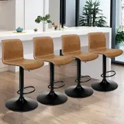 4x ALFORDSON Bar Stools Gas Lift Brown