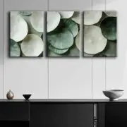 3pcs Green and White Circle Light Perfect Wall Art Canvas Framed 50x70cm