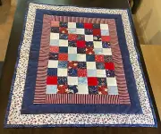 Patriotic Patchwork Quilt handmade lap/crib size 32"X 39" cotton NEW! CQ-24
