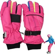 [Wedhapy] Kids Ski Gloves Toddler Snow Gloves Adjustable Waterproof Ski Gloves Mittens for Kids Non-Slip Winter Warm Gloves for Outdoor Skiing, Running Style 1