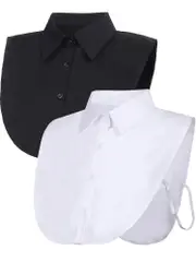 2 Pieces Fake Collar Detachable Blouse Dickey Collar Half Shirts False Collar For Women Favors 1 Black and 1 White