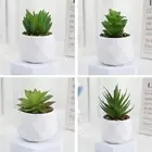 Artificial Potted Plant Succulent W/ Pot Small Faux Cacti Fake Decor R7L8 S0O5
