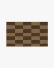 90' x 150' | Machine Washable Runner Rug | Kid & Pet Friendly | Indoor Rug | Yates Check Brown Re-Jute Rug by Architectural Digest | Ruggable