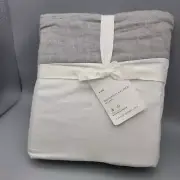 Pottery Barn Belgian Flax Linen Bed skirt Gray King 14" drop New
