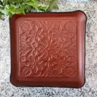 floral leather valet tray, premium 8 oz brown leather, embossed floral design