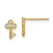 14k 14kt Yellow Gold Madi K Key CZ Post Earrings