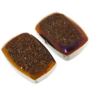 Matched Pair Weeping Willow Titanium Druzy {l}x{w}mm {g^c}ct Cabochon, 1/2"
