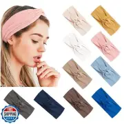 Jesries Headbands for Women Elastic Non Slip Turban Hair Band Knotted Cross W