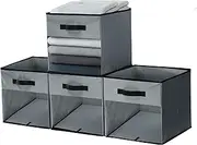 [DECOMOMO] Storage Baskets for Shelves 13x15x13 Storage Cube Bins with Clear Window, Kallax Storage Cubes for Organizing Shelves Nursery Toy (Kallax / 4pcs, Grey)