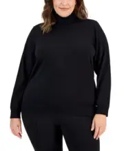 Calvin Klein Women's Plus Size Turtleneck Sweater (Black, 3X)