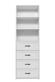 GENEVA 3 SHELF 4 DRAWER BUILT IN WARDROBE - WHITE - HAMPTON - OVAL BLACK