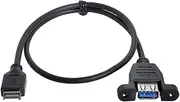 JSER USB 3.1 Front Panel Header to USB 3.0 Type-A Female Extension Cable 50cm Panel Mount Type