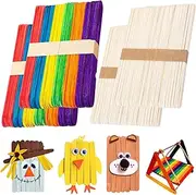 200Pcs Colored Wooden Popsicle Sticks 6 Inch Unpainted & Colored Popsicle Sticks Parent-Child DIY-Friendly Developmental Popsicle Sticks for Crafts, Art, Decorations
