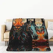 Colored Mane Horses Double-Sided Flannel Blanket for car beds and naps for Adults a Warm and Cosy Blanket (60x80in)