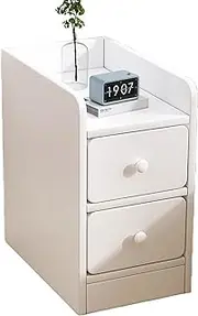 Bedside Tables White Waterproof Bedside Table with Drawers High Capacity Bedside Tables Wood Easy to Assemble Narrow Bedside Tables Small Bedside Tables,Double 9.8 in