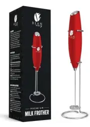 Bean Envy-Milk Frother Handheld for Coffee-ElectricBlender, Mini-RED-