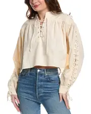 RE/DONE Pirate Linen-Blend Top