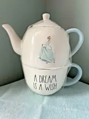 RAE DUNN Disney Princess Cinderella Teapot Mug Set A DREAM IS A WISH New