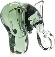 Fair trade hand made Recycled Glass Elephant Sculpture Trunk Down & In (O1-BTDI)