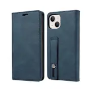 Flip Phone Case Wrist With Phone Leather Case iPhone Case For iPhone-Navy Blue
