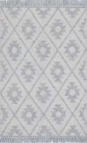 Diego Geometric Light Grey Wool Rug