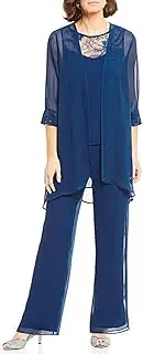 [Botong] Women's 3 Pieces Pant Suit Mother of Bride Dress Chiffon Formal Dress Plus Size