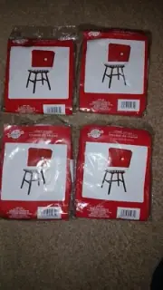 CHRISTMAS-SET OF 4-NEW- SANTA HAT- CHAIR/BAR STOOL BACK COVER