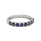 925 Sterling Silver Round 2.50 MM Blue Sapphire Smoky Quartz Eternity Ring