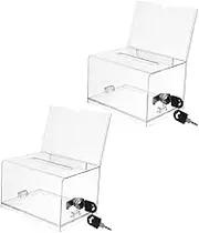 DOITOOL 1set Clear Acrylic Ballot Box for Cards Storage Transparent Donation Holder with Sign Slots for Offices Classrooms Events and Fundraising Activities 2pcs