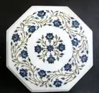 12" Pietra Dura Inlaid Work Home decor Marble Side Table Top